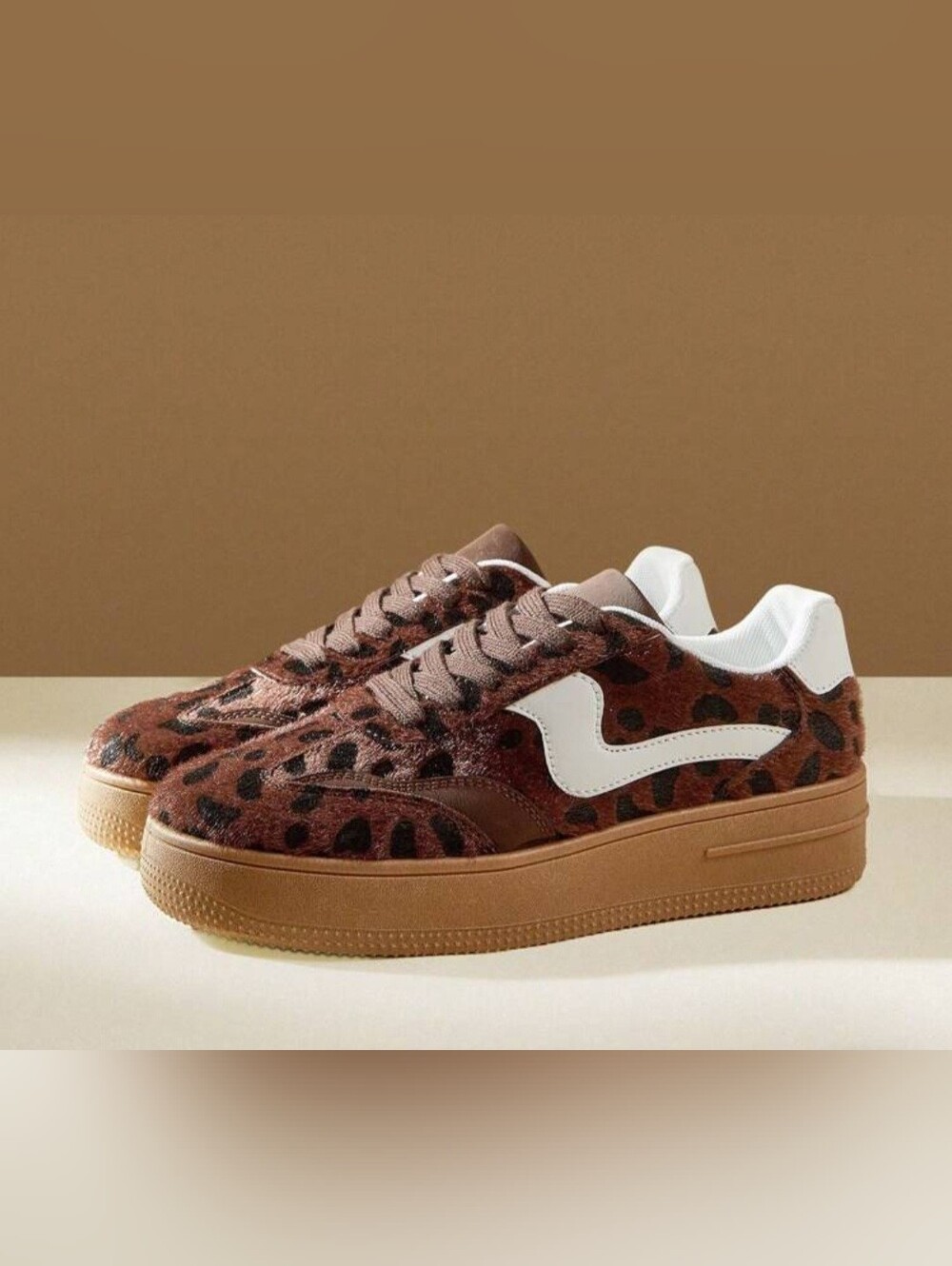 CUCCOO | EASI Leopard Print Platform Fuzzy Sneakers | Size 6.5 Womens/ 37 (EU)